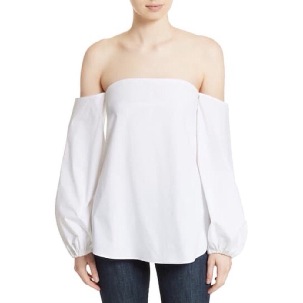 Theory Laureema Off The Shoulder Poplin Top Sz 8